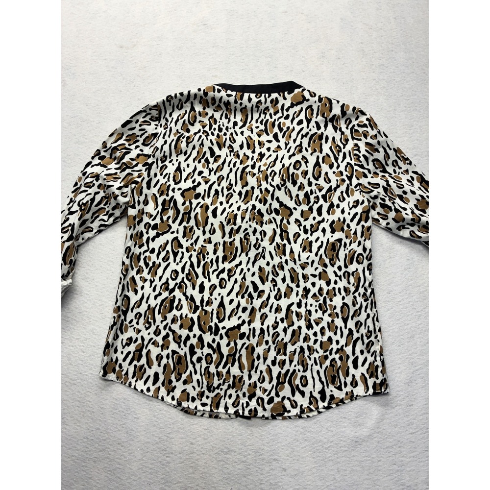 Jones New York Signature Leopard Animal Print Blouse Mob Wife Office Med Cotton - Picture 8 of 9